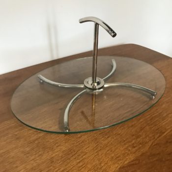 plateau fromage argenté verre brocante vintage