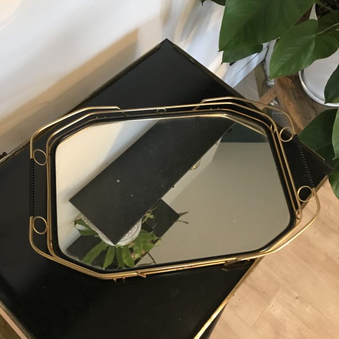 plateau doré miroir brocante clemence pau vintage décoration