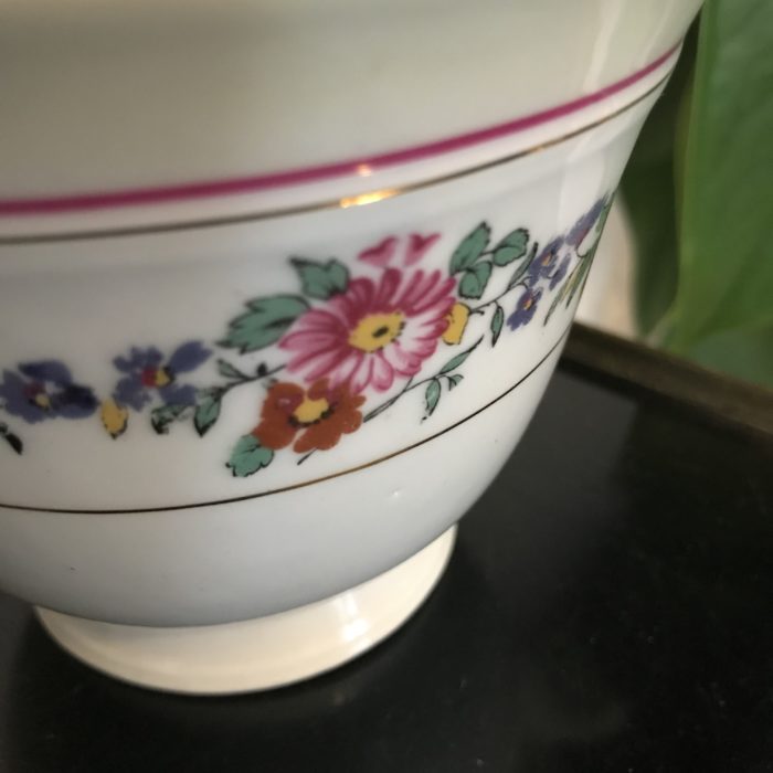 pot sucre porcelaine fleurs brocante clemence pau vintage décoration