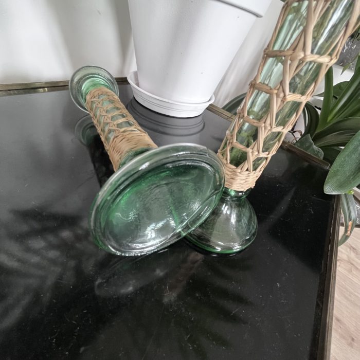 chandelier verre osier brocante clemence pau vintage