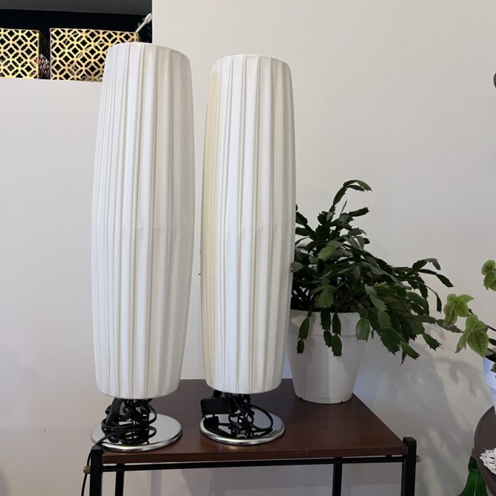 duo lampe a poser argent blanc vintage décoration brocante en ligne clemence pau