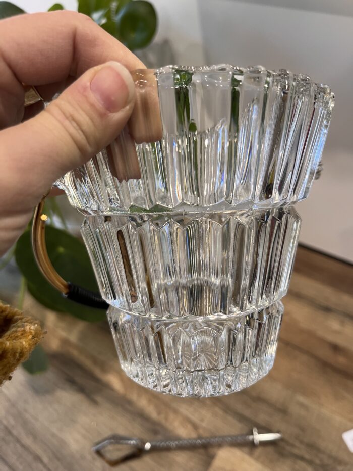 Seau à glaçons en verre vintage avec pince 🧊 – Image 2
