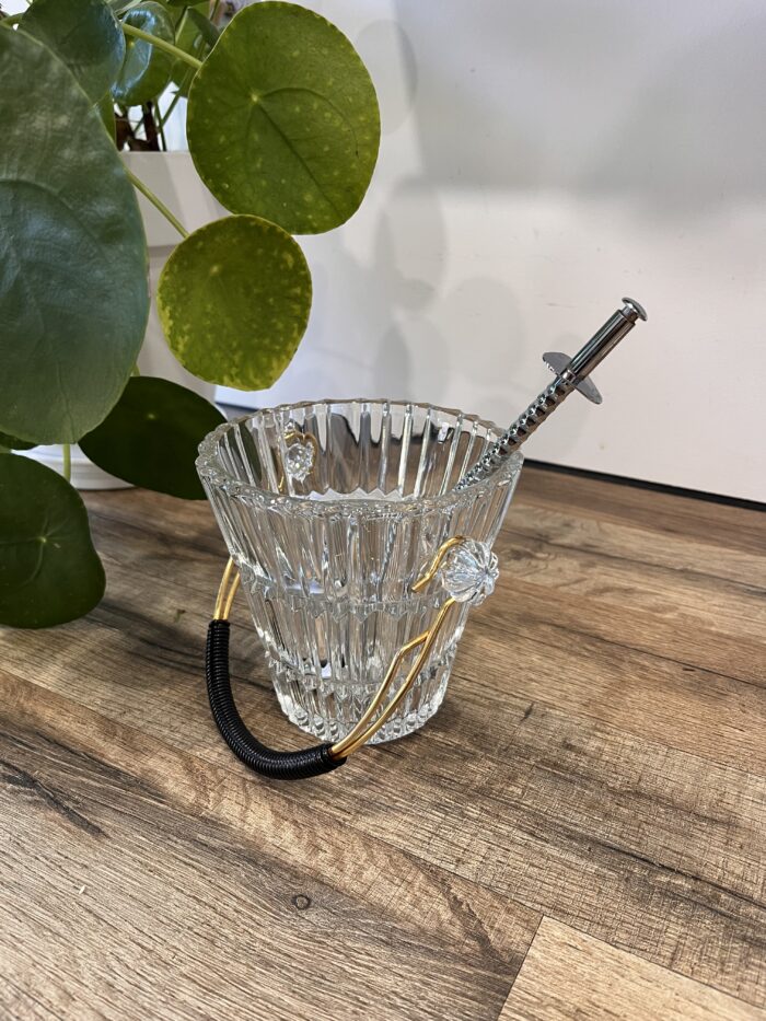 Seau à glaçons en verre vintage avec pince 🧊
