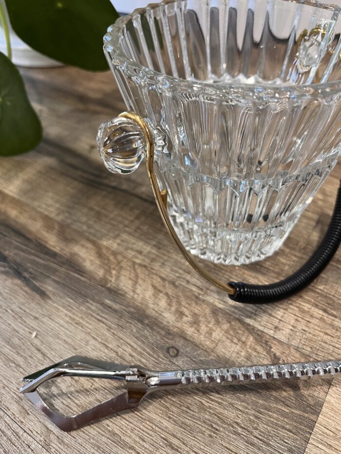 Seau à glaçons en verre vintage avec pince 🧊 – Image 8